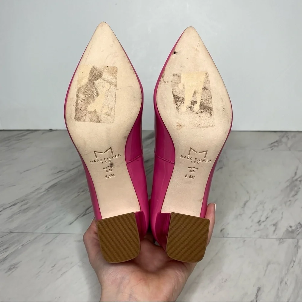 Marc Fisher Zala Pink Patent Leather Pointy Toe Pump 5 1/2 M